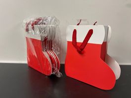 Neu Weihnachts-Geschenktaschen Stiefel rot/weiss (8x)