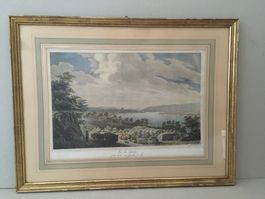 🟡 antike kolorierte Litho um 1825 Vue de GENEVE Engelsmann