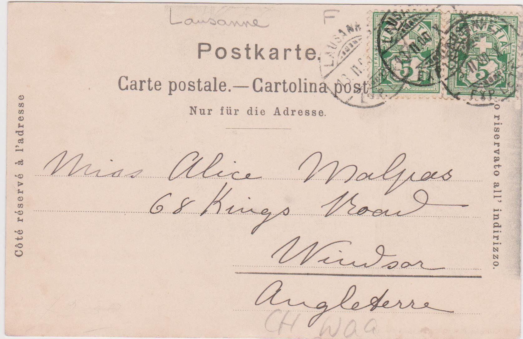 Ansichtskarten: Ancienne CP de Lausanne vers 1900 – Gebraucht aus Pailly von jme99 1