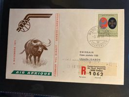 Liechtenstein 1971 R-Flugbrief 1.Flug Air Afrique Libreville