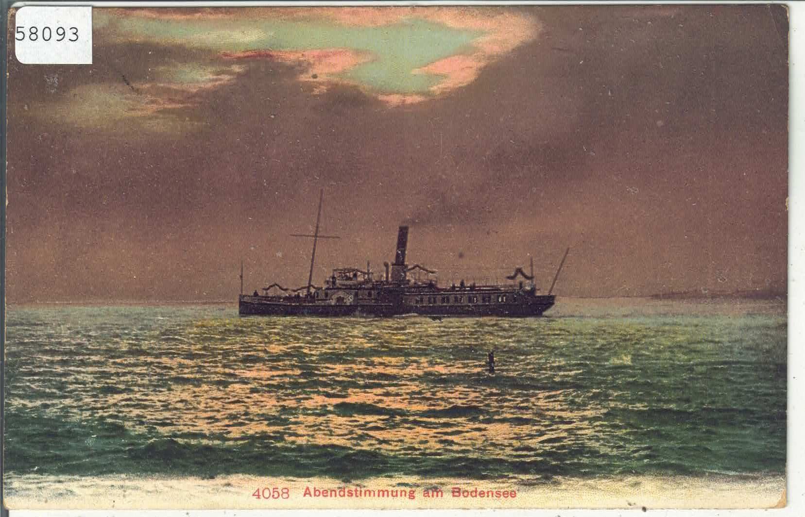 Cartoline postali: Abenstimmung am Bodensee - Dampfschiff – Usato da Ettingen venduto da Kartenplanet
