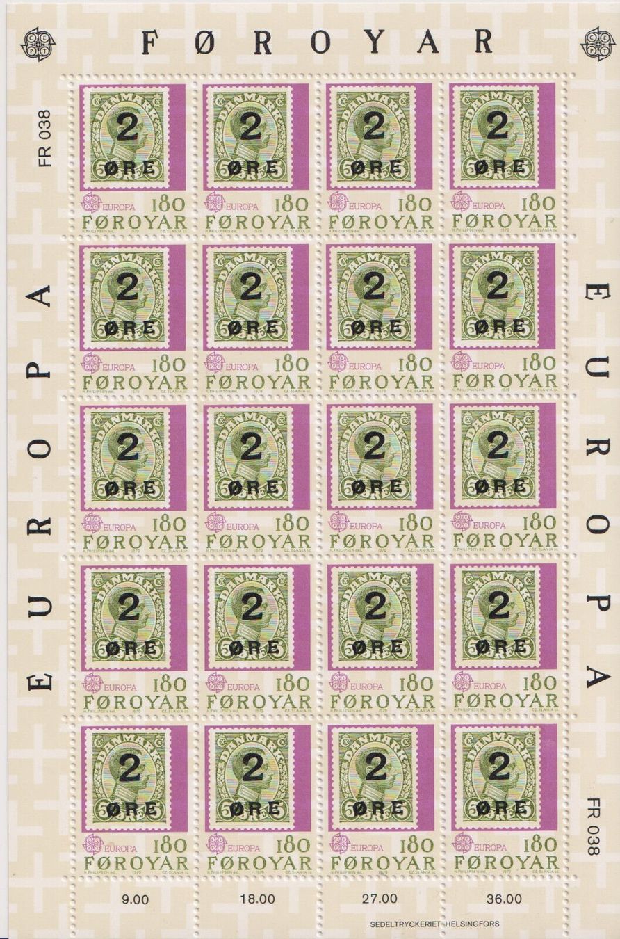 Alle Briefmarken: Färöer 1979 Satz Europa CEPT Postgeschichte Bogen postfrisch – Neu (gemäss Beschreibung) aus Liestal von schnueps 1