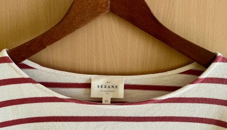 Sézane Marinière Pullover gestreift (rot) 100% Bio Baumwolle