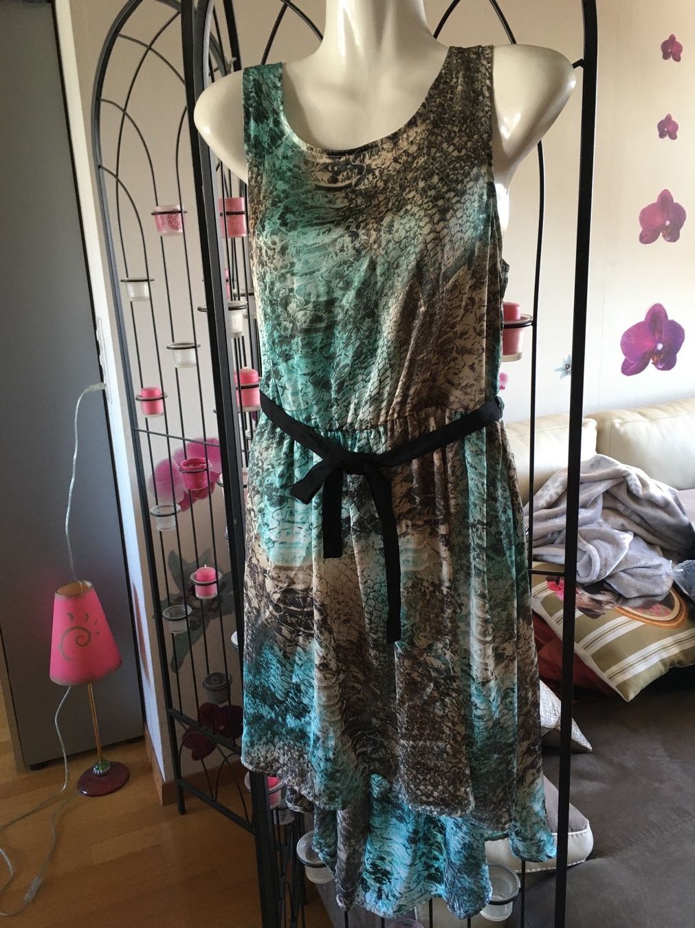 Vestiti: Robe soirée Dune by Dune satin python turquoise brun beige S – Nuovo (secondo la descrizione) da Genève venduto da Libellule477 2