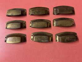  9 Schubladen Griffen Messing antik 90mm Befestigungsabstand