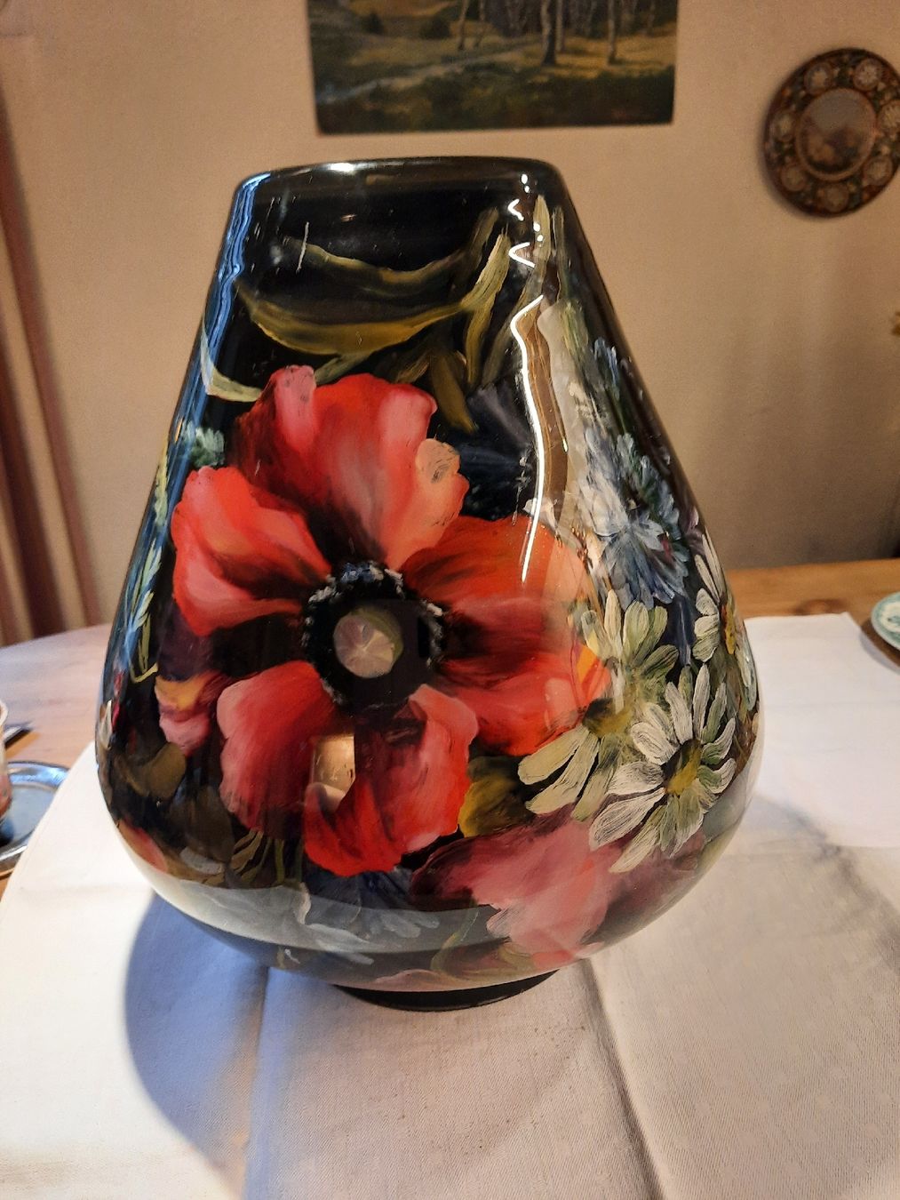 Vasi & Recipienti: Fantastische grosse Vase mit Hinterglasmalerei – Usato da Busswil BE venduto da balu37