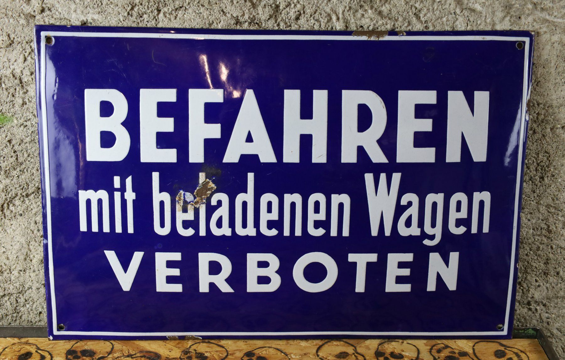 Insegne: Emailschild "Befahren mit beladenen Wagen verboten" – Usato da Birrwil venduto da brandschatz_birrwil 1