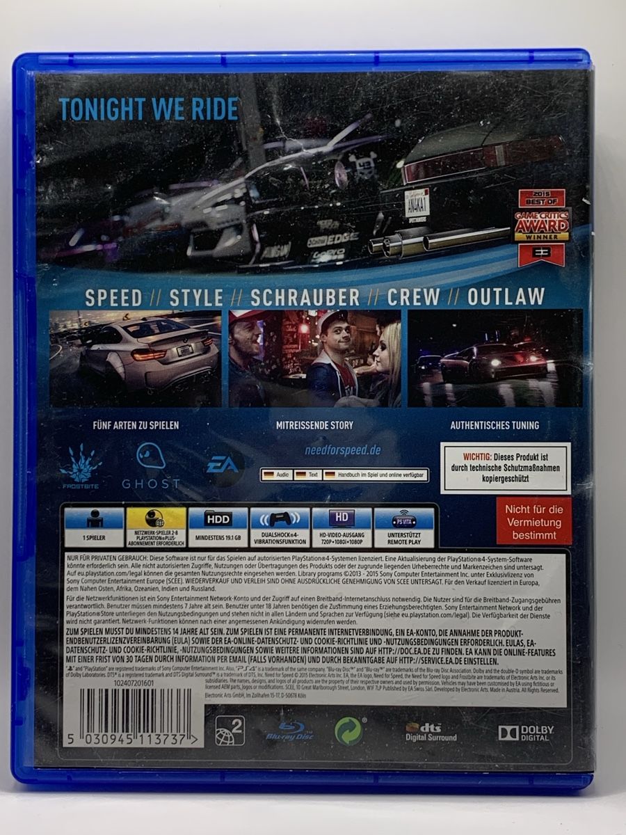 Sony Giochi: Need for Speed - PS4 – Usato da Ostermundigen venduto da RG-Collector 1