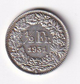 Alle Münzen: 50 Rp. 1931 – Gebraucht aus Neuchâtel von karlpierrino