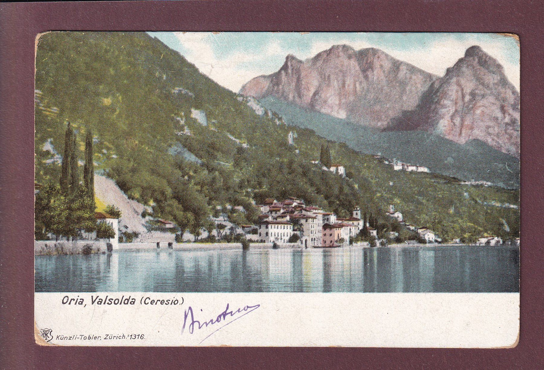 Cartoline postali: ORIA - Valsolda - Ceresio - 1908 – Usato da Pully venduto da nicecards