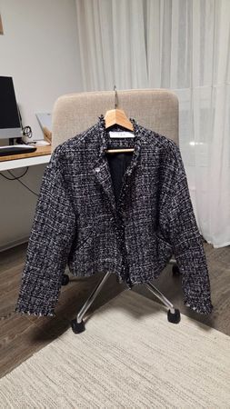 IRO Paris OLUNA Tweed-Blazer – Schwarz/Weiss – Neuwertig