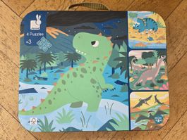 Puzzle Janod, 4 en 1, Dinosaures, presque neuf!