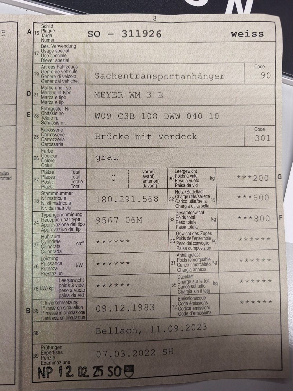 Wm Meyer Rimorchi: Sachentransportanhänger mit Verdeck – Usato da Bellach venduto da Schlosser13 4