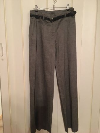 H&M Hose, Gr. 38, grau, mit Gürtel