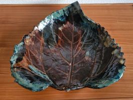 Keramikschale Herbstblatt Unikat handgemacht Deko Schale