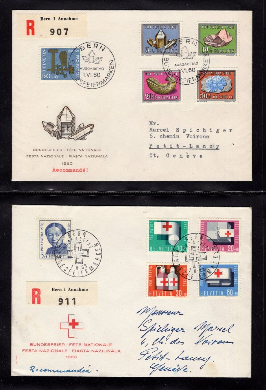 Tutti i francobolli: R1118  /  2 FDC pro patria 1960 / 1963 – Usato da Ste-Croix venduto da MONT-TAGNAC