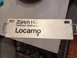 SBB Zuglaufschild Zürich HB Locarno Metall Original