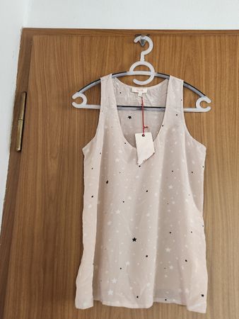 Haut Nathan  Belair 100% Soie Beige Étoiles Taille 1( S/M)