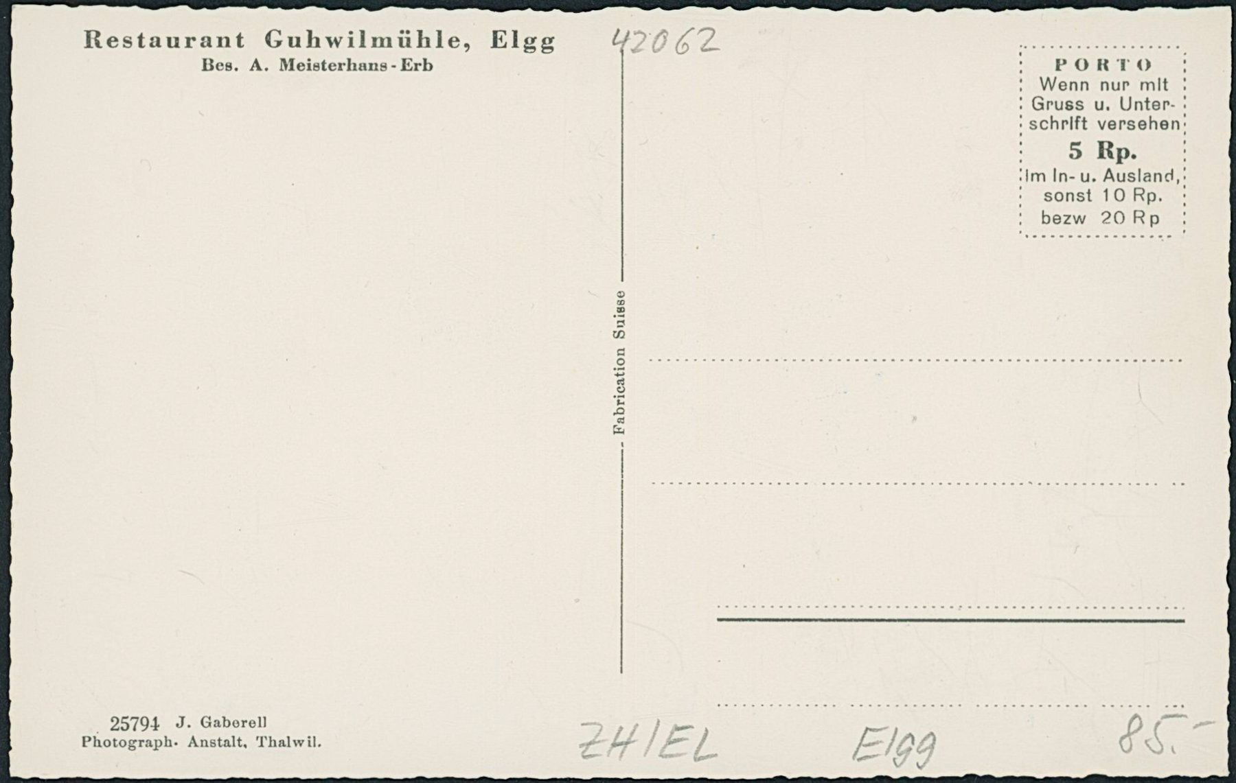 Cartoline postali: ZH Elgg – Nuovo (secondo la descrizione) da Schindellegi venduto da leecollect 1