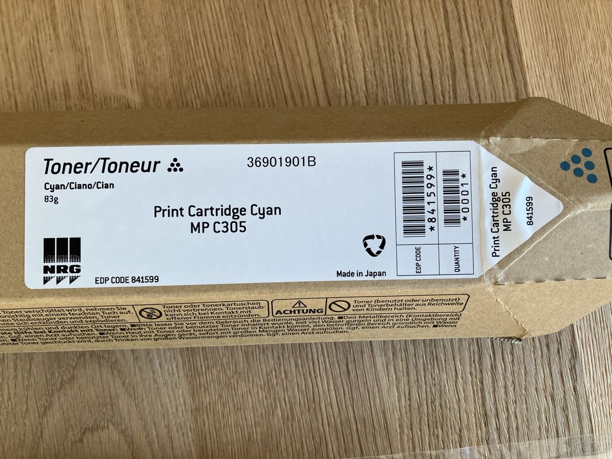 Ricoh Cartucce per stampanti & toner: Cartouche MP C305 Cyan – Nuovo e nell'imballaggio originale da Emmen venduto da Mikhail01 2