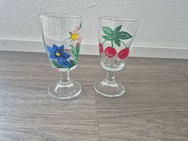 2er Set Kaffegläser mit Kirschen & Alpenblumen