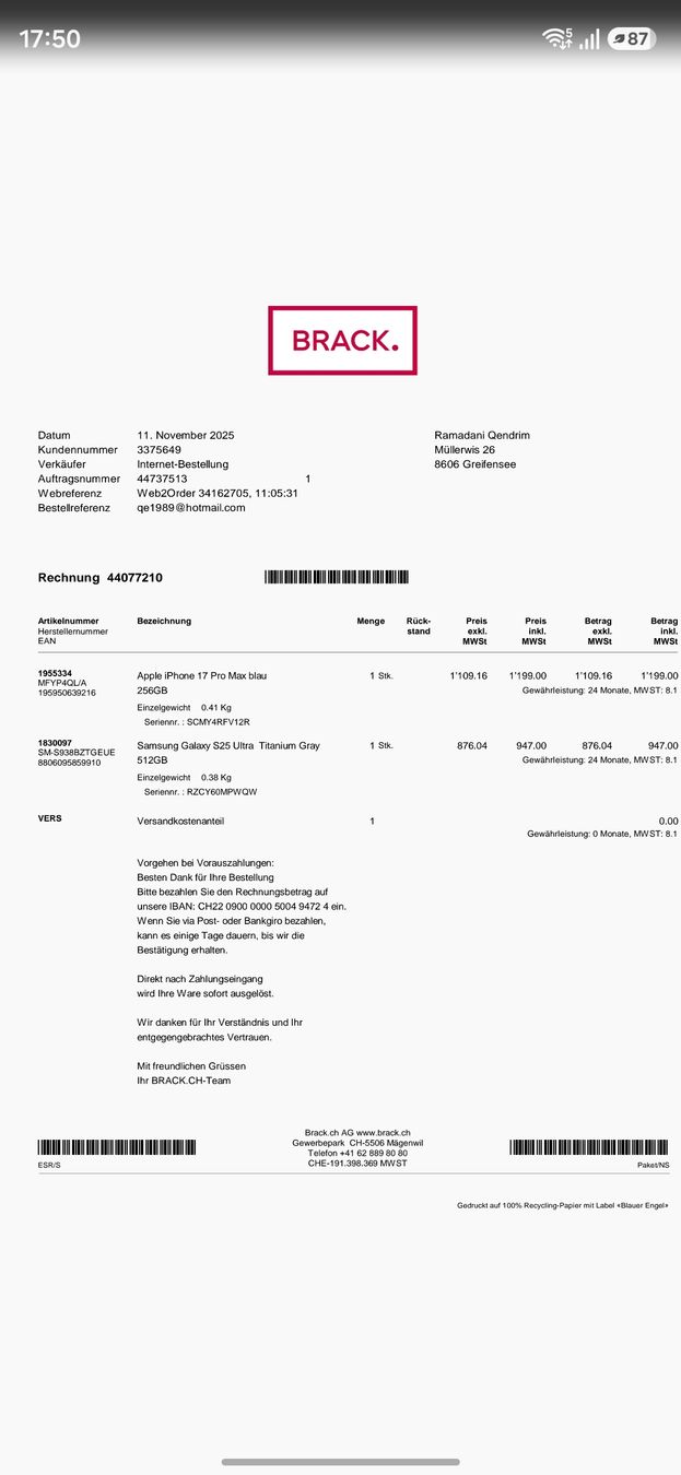Apple Telefoni cellulari / Smartphones: Iphone 17 Pro MAX 256 GB – Nuovo (secondo la descrizione) da Greifensee venduto da qen_p9zj 8