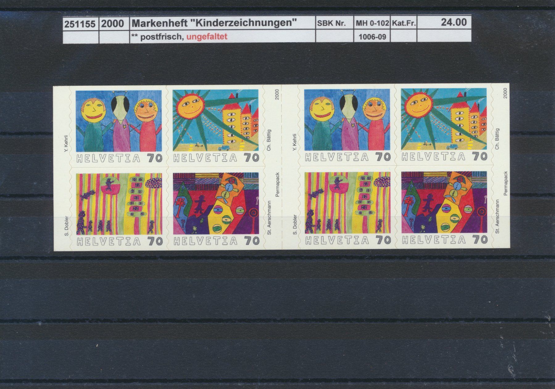 Tous les timbres: 2000 Kinderzeichenwettbewerb, Markenheftchen , ** postfrisch – Neuf (Voir description) à Winterthur par Zupogeru