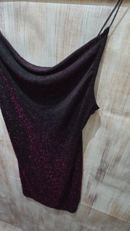 🎉 Cowl Neck Kleid - S - mit funkelndem Glitzergarn