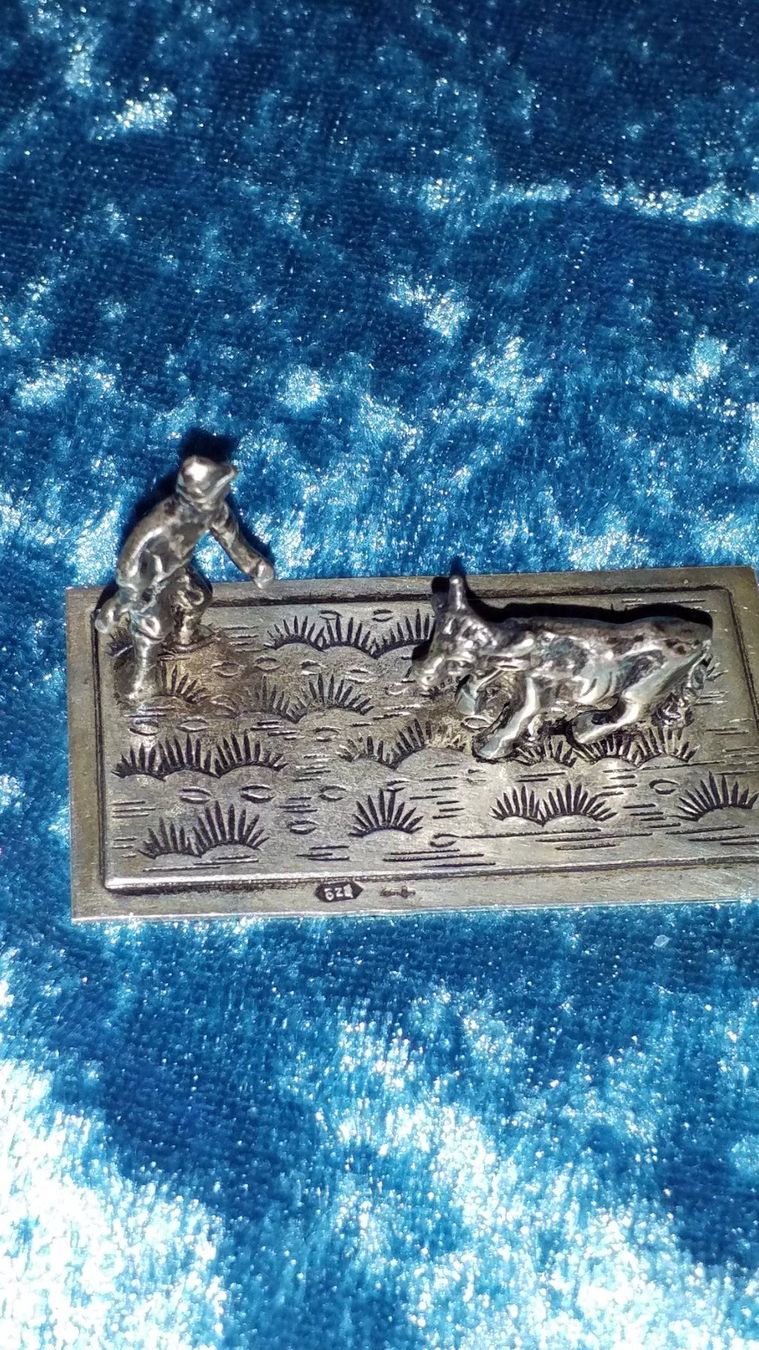 Statuette: Silberminiatur " Bauer mit Kuh auf der Wiese" – Usato da Gordola venduto da ale_5wbc