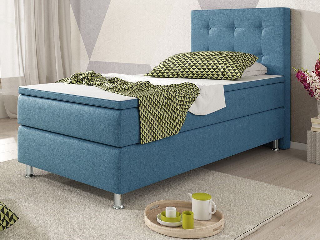 Betten: Boxspringbett 90x200 Blau Einzelbett Hotelbett Bett – Neu und originalverpackt aus Wallenwil von toesstal-vertrieb 2