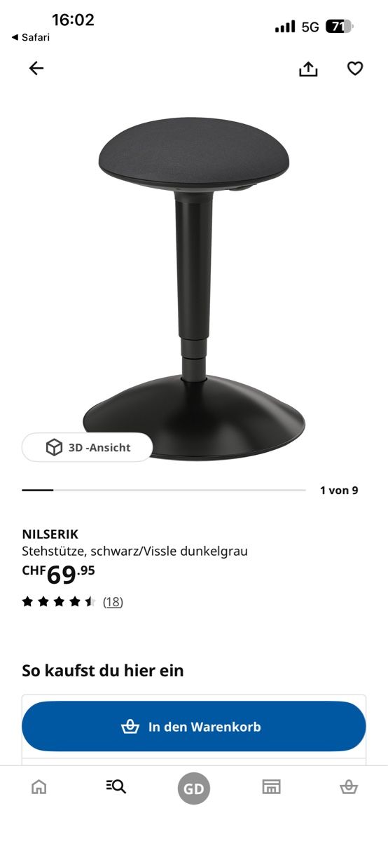Ikea Hocker: IKEA NILSERIK Stehstütze / Stuhl – Gebraucht aus Beromünster von Ana.8 1