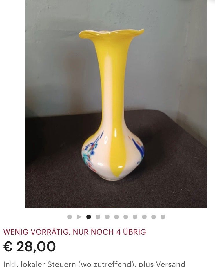 Murano Bicchieri: Gelbe Murano Glas Vase mit Farbklecksen – Nuovo (secondo la descrizione) da Männedorf venduto da Maru83 6