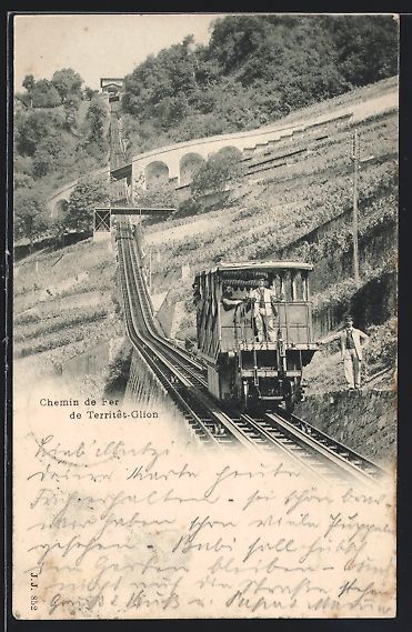 Cartoline postali: AK Territêt-Glion, Chemin de Fer, 1900 – Usato da Berlin venduto da bartko-reher