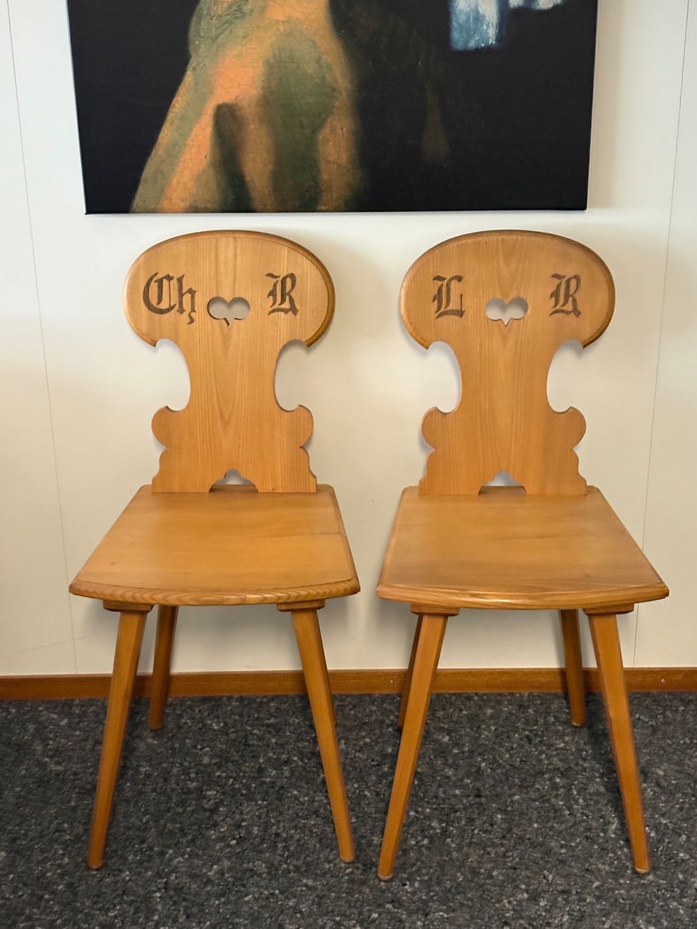 Xilografie: 2 Holzstühle – Usato da Bern venduto da manuschka86