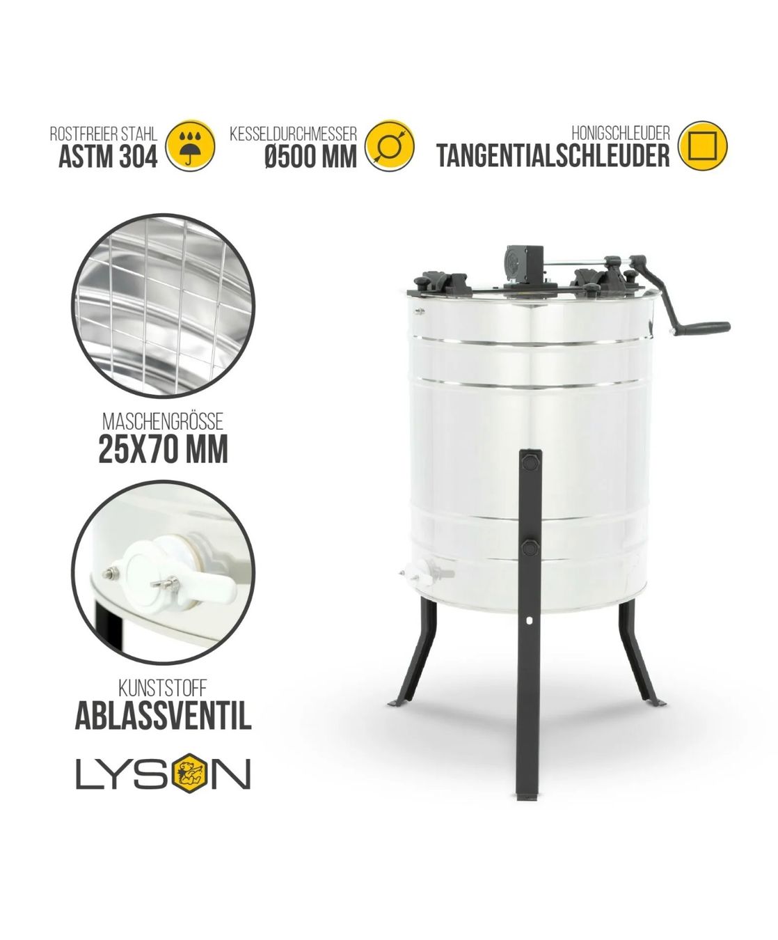 Tutte le macchine: Lyson Honigschleuder 4 Waben , Imker – Nuovo e nell'imballaggio originale da Amriswil venduto da JaJa-Express