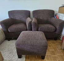 2 Sessel mit Hocker braun guter Zustand