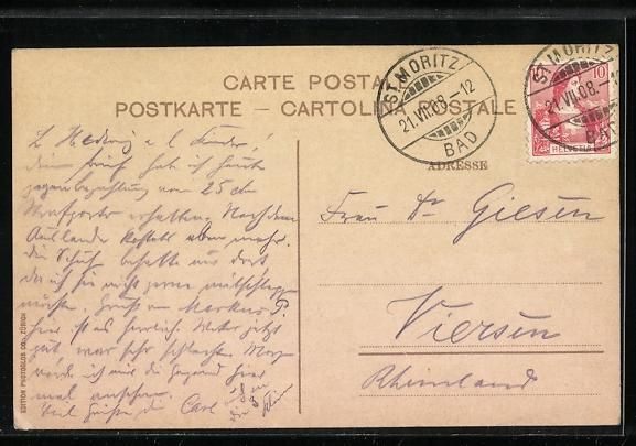 Cartoline postali: AK St. Moritz-Bad, Totalansicht mit Dorf – Usato da Berlin venduto da bartko-reher 1