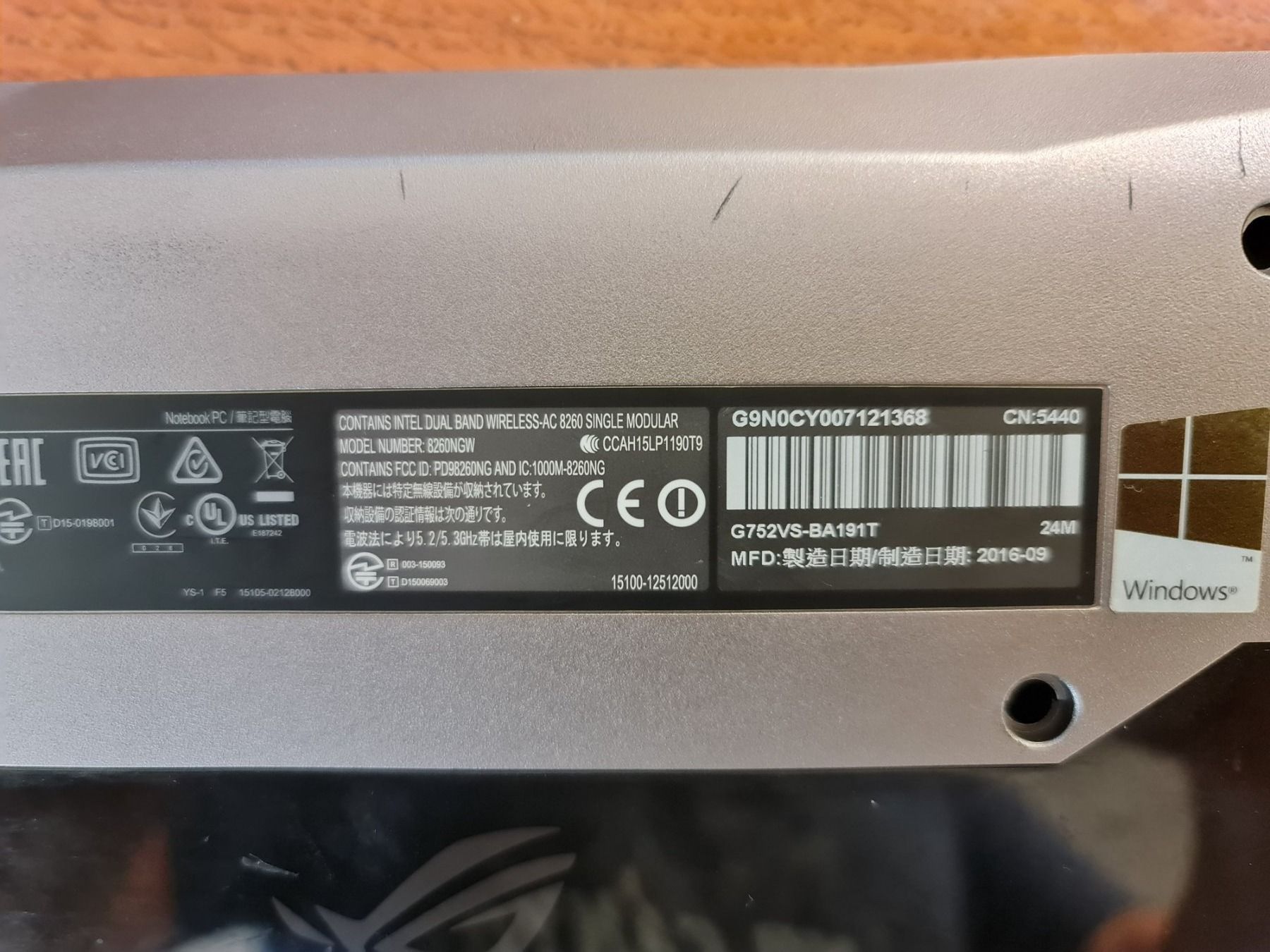 Asus Notebook: Gehäuseunterteil Asus G752vs-BA191T – Usato da Pfungen venduto da Fastback66 2