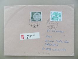 Gelaufener R-Brief 1988 von Wald AR nach Deutschland