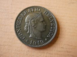 0Schweiz 1919, 10 Rappen    Messing