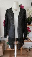Damen Strickjacke schwarz gehäkelt Länge 82cm neu (M/L)