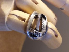 Vintage Sterling Silber Ring, Handmade, 70er Grösse 53