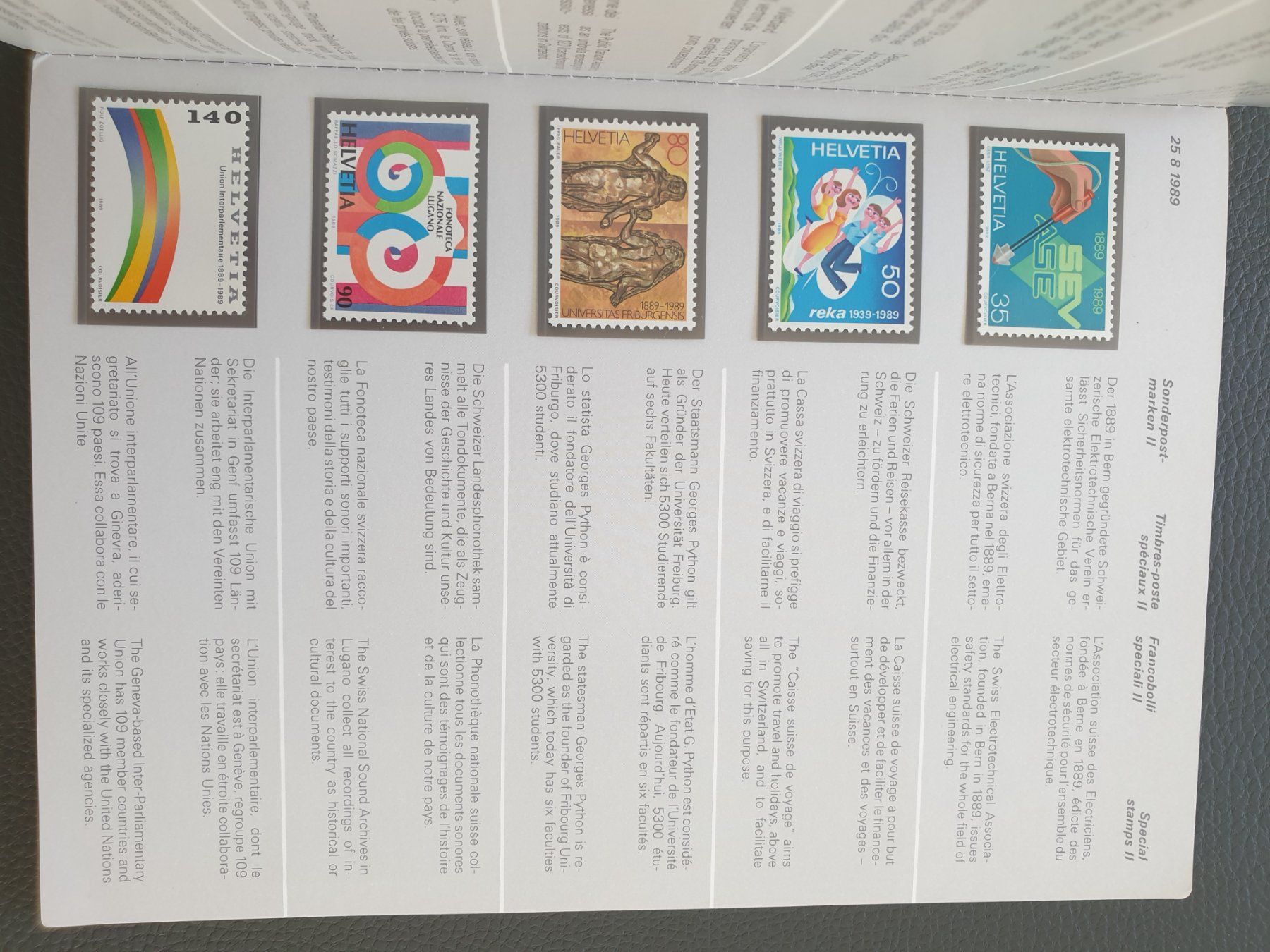 Tutti i francobolli: Jahresbuch CH Briefmarken 1989 postfrisch – Nuovo (secondo la descrizione) da Frauenfeld venduto da Kasico 3