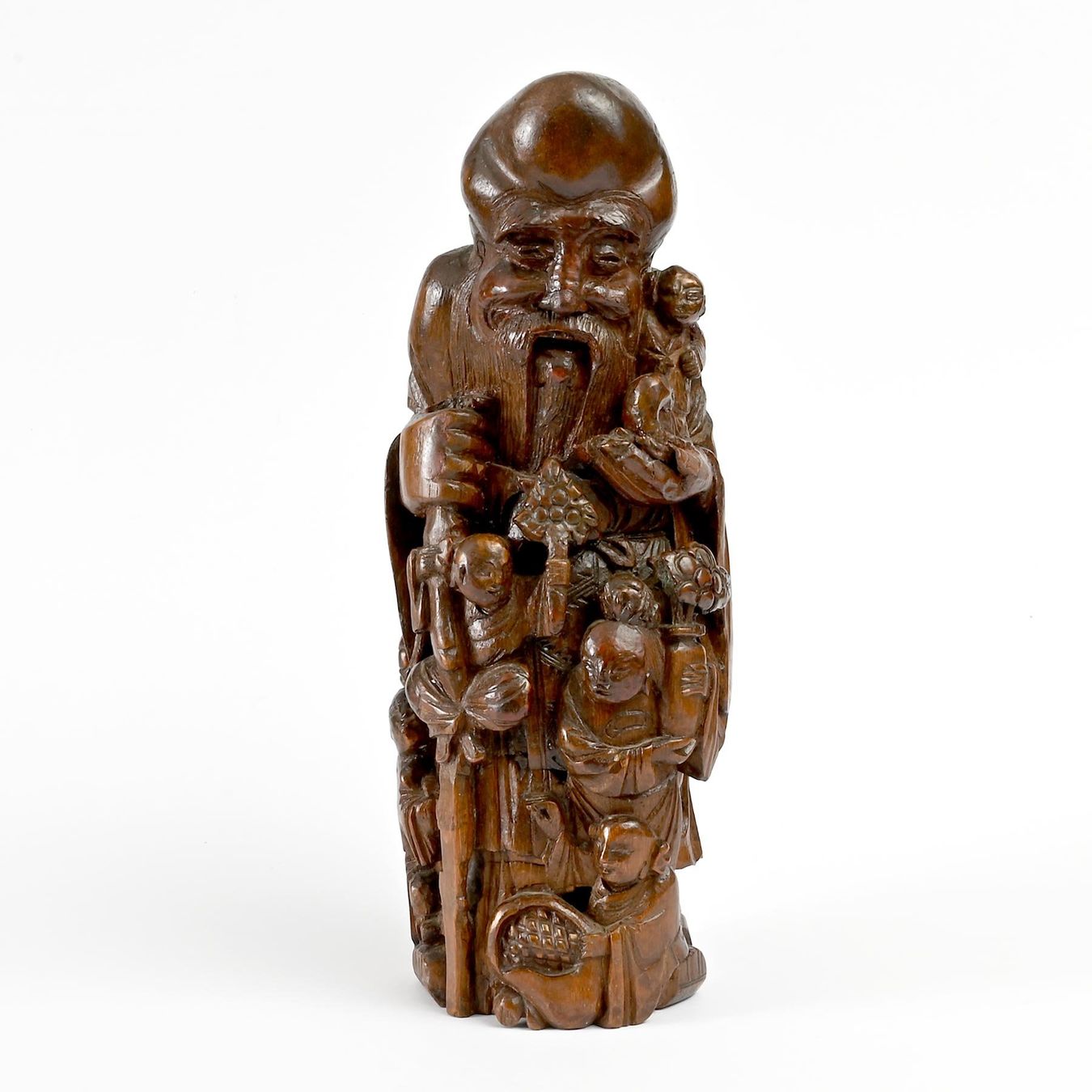 Skulpturen & Statuen: Antike chinesische Bambusfigur - Weiser mit Kindern – Gebraucht aus Bern von glychenberg