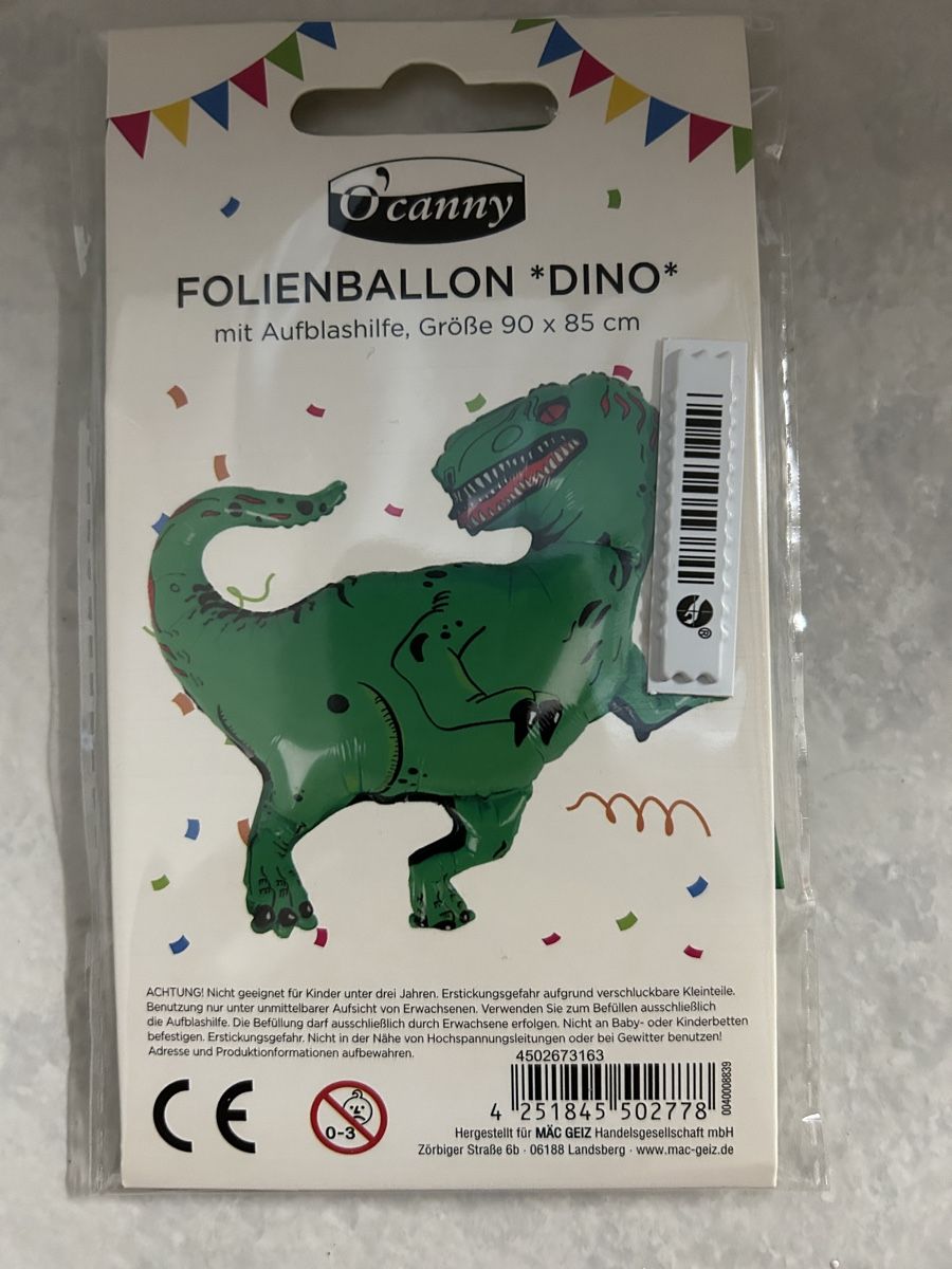 Tutte le decorazioni: Folienballon Dino – Nuovo e nell'imballaggio originale da Lostorf venduto da Venice16