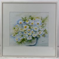 Aquarell Blumenstrauss Margeriten Trude Signiert Vintage