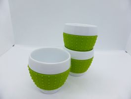 3 x tasses Bodum PAVINA en porcelaine et silicone vert