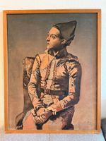 Malerei Harlekin Mann Picasso gerahmte Kunst 57x72cm