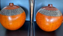 Set of 2 Wooden Vases