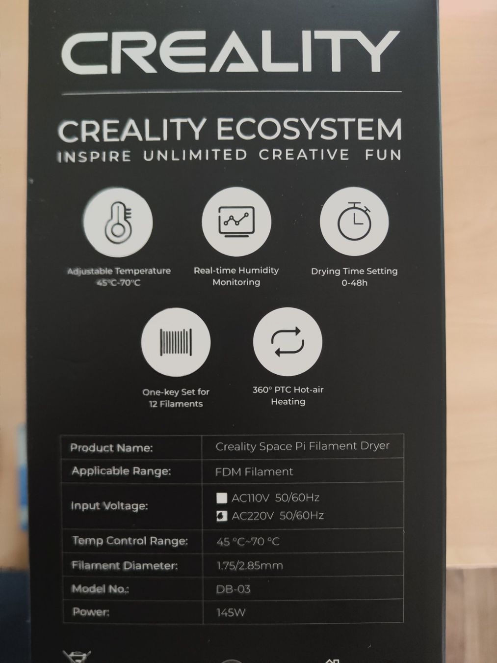 Creality Stampanti 3D: Creality Space Pi Filament Trockner Dry Box – Usato da Grafenried venduto da PiBro4 4